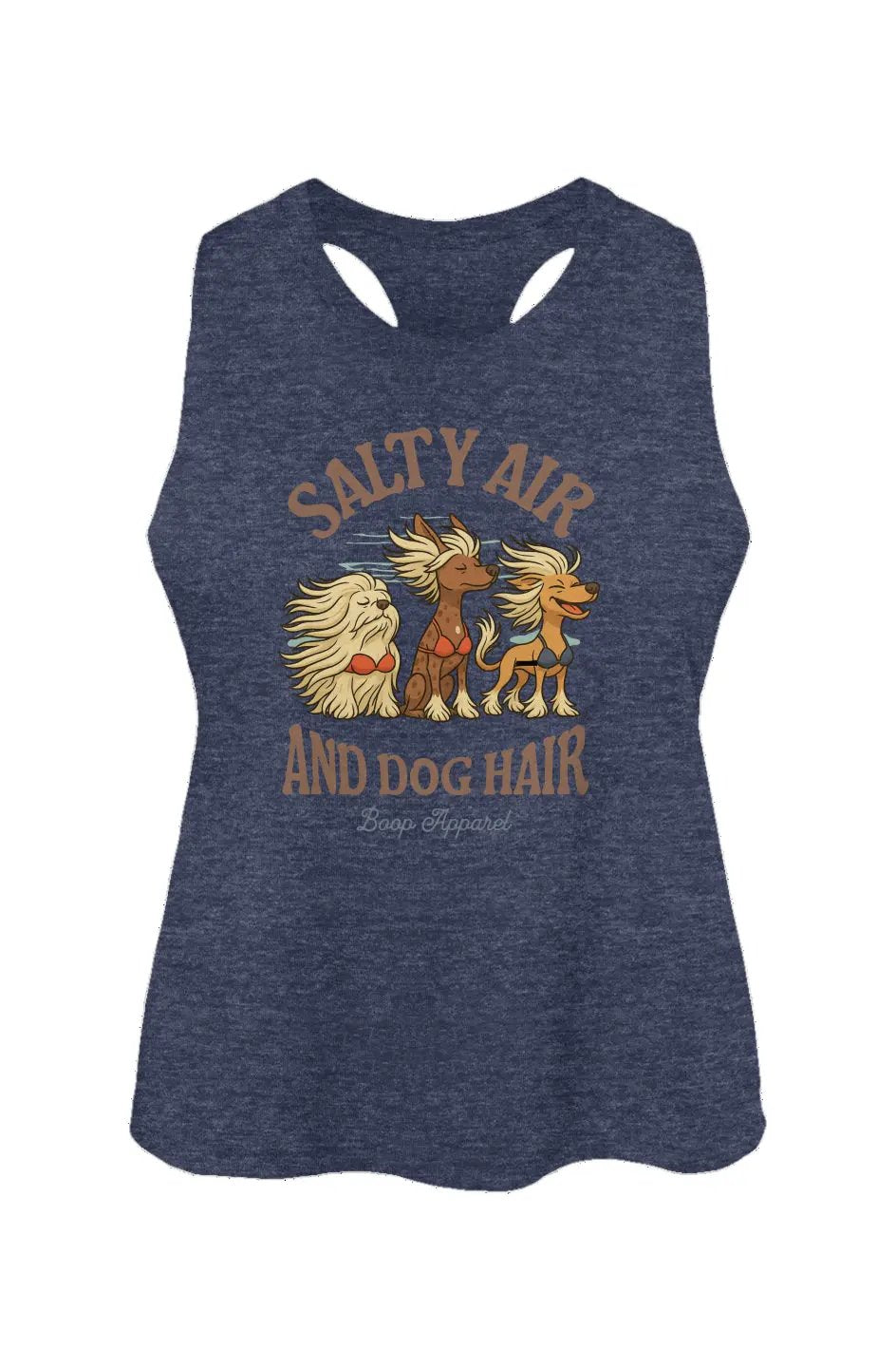 Salty Air and Dog Hair crop tank in heather navy