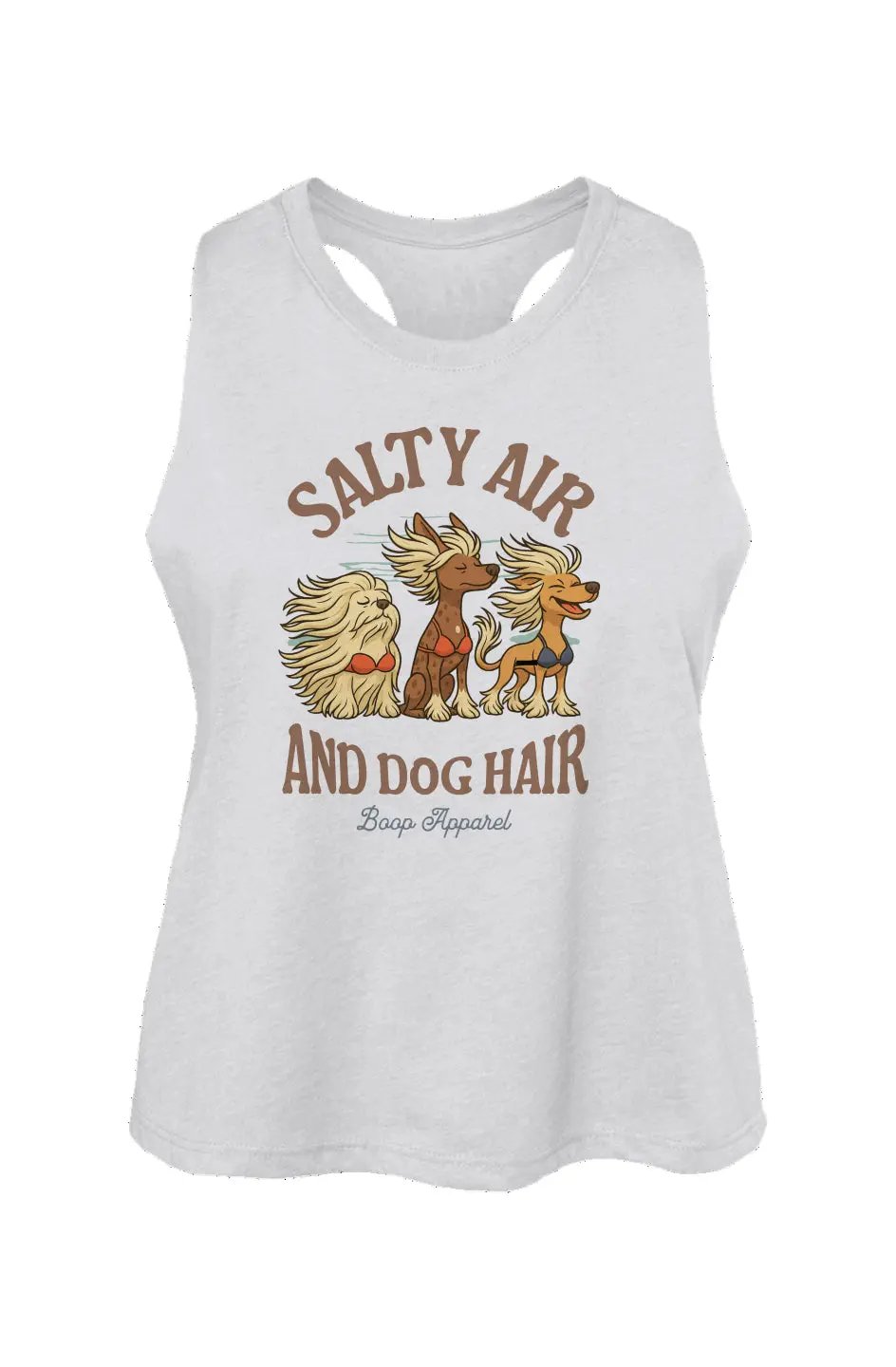 Salty Air and Dog Hair crop tank in Solid White Blend