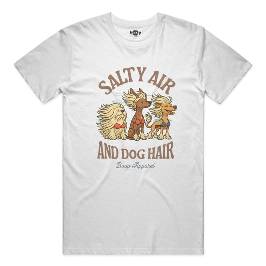 Salty Air and Dog Hair performance t in solid white triblend