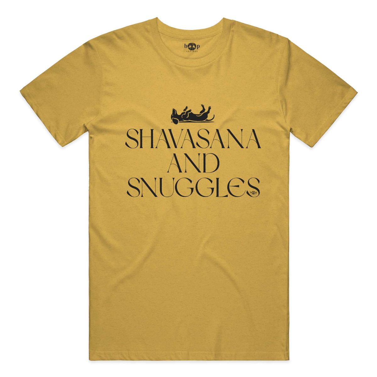 Shavasana and Snuggles everyday t in Heather Mustard