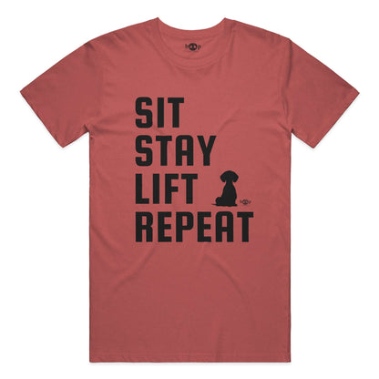 Sit, Stay, Lift, Repeat performance t in Red Triblend