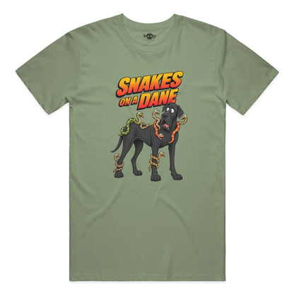 Snakes on a Dane performance t in military green triblend