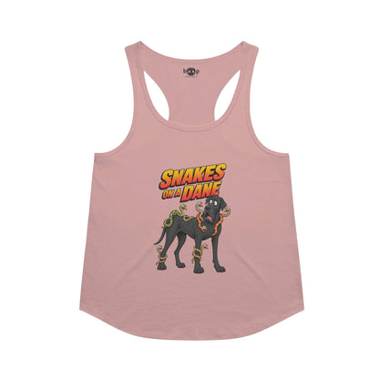Snakes on a Dane racerback tank in Desert Pink