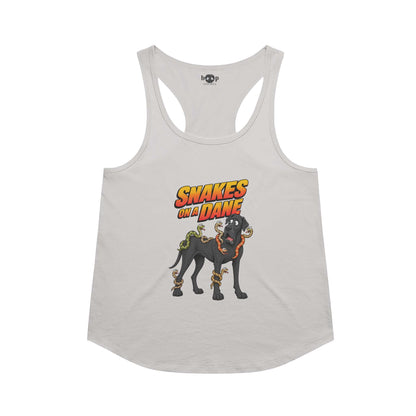 Snakes on a Dane racerback tank in Heather White
