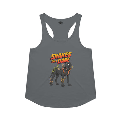 Snakes on a Dane racerback tank in Indigo