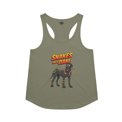 Snakes on a Dane racerback tank in military green