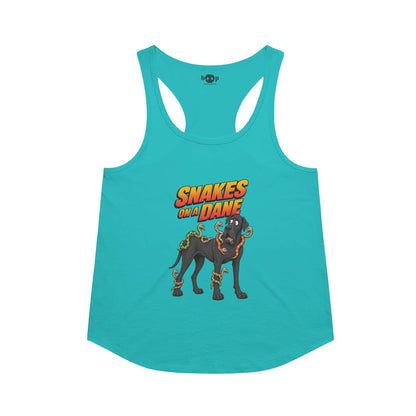 Snakes on a Dane racerback tank in Tahiti Blue