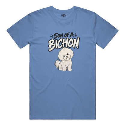 Son of a Bichon everyday t in Heather Columbia Blue