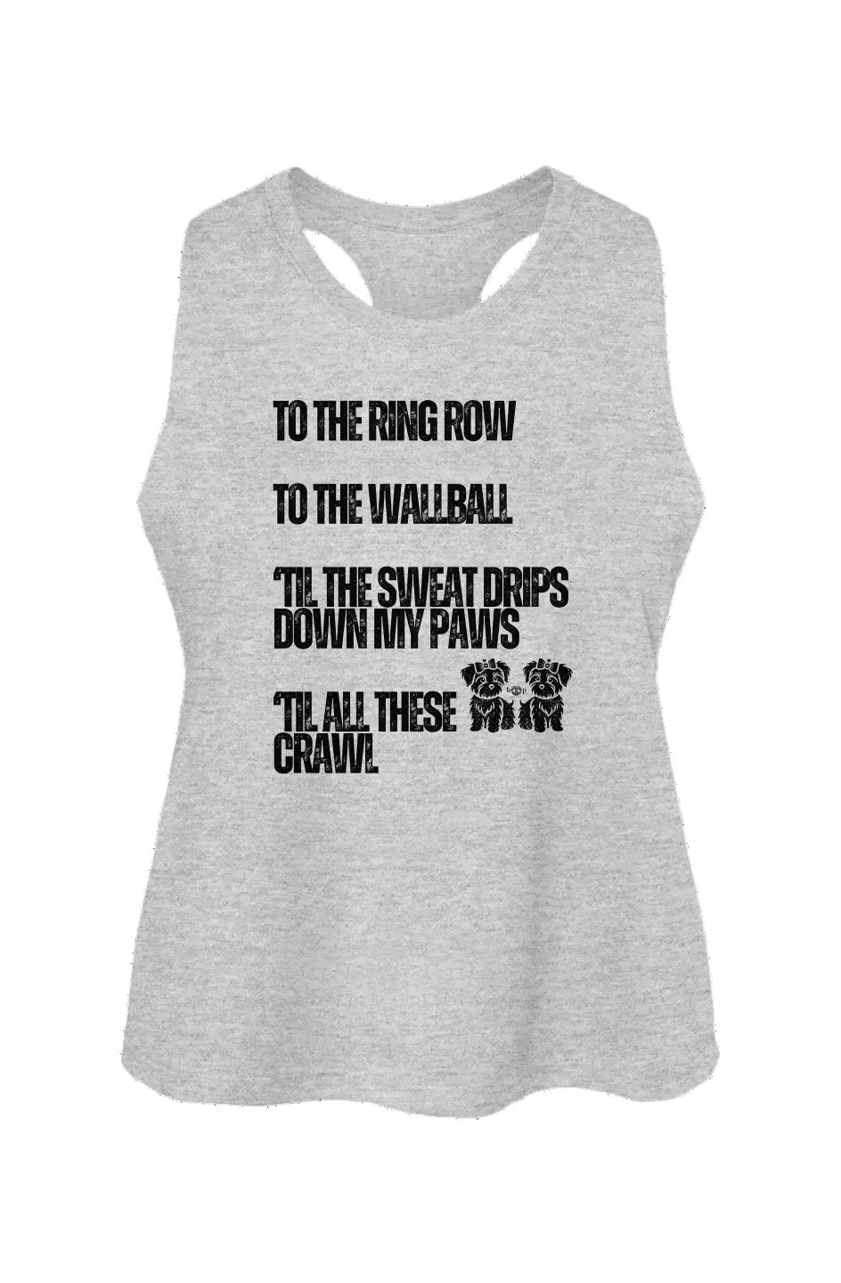 Sweat Drips Down My Paws crop tank in Athletic Heather