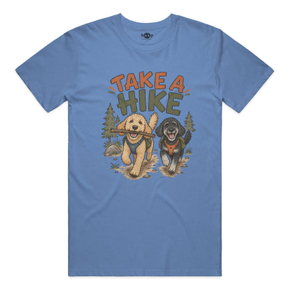 Take a Hike everyday t in Heather Columbia Blue