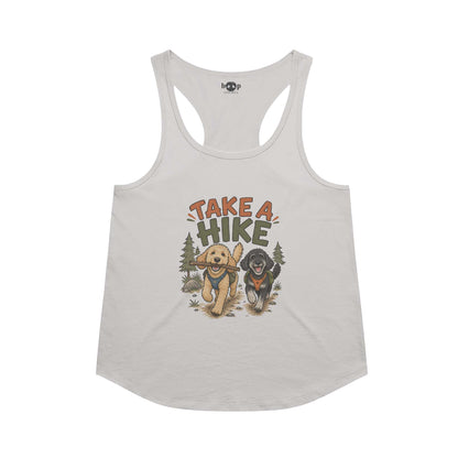 Take a Hike racerback tank in Heather White