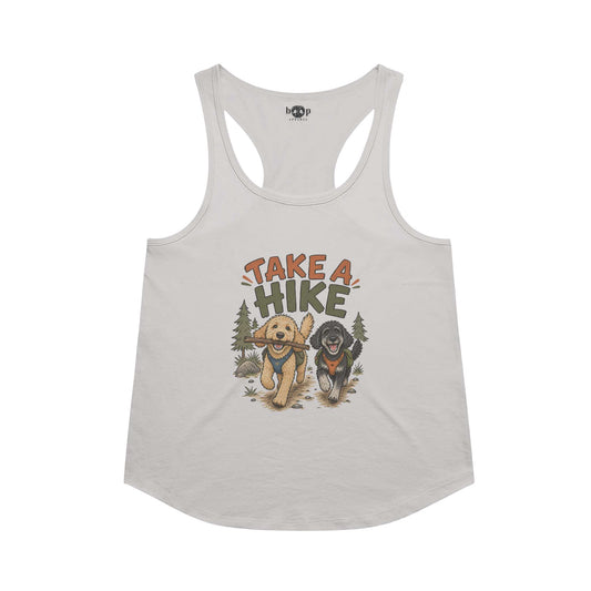 Take a Hike racerback tank in Heather White