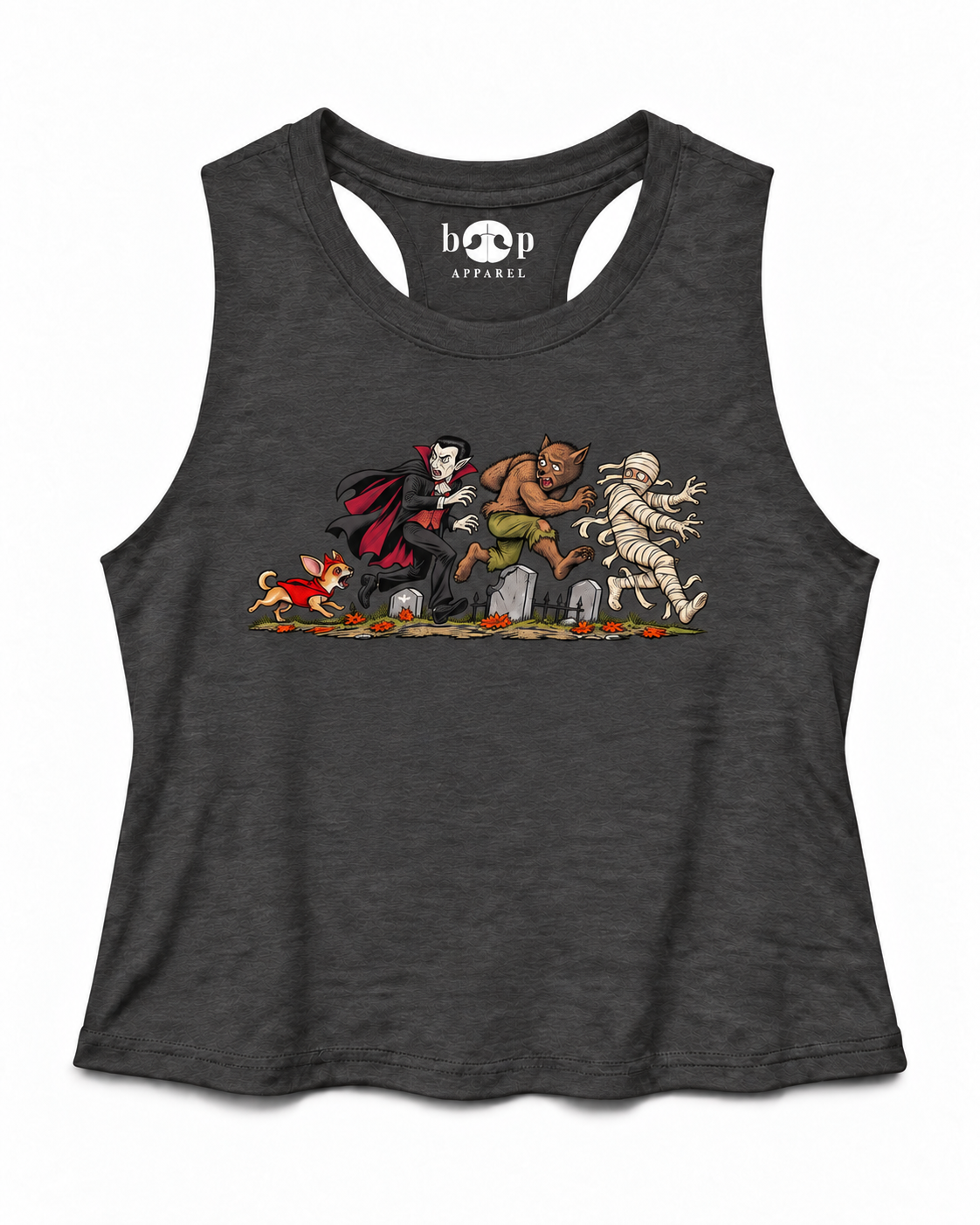Terror Unleashed crop tank — Dark Grey Heather