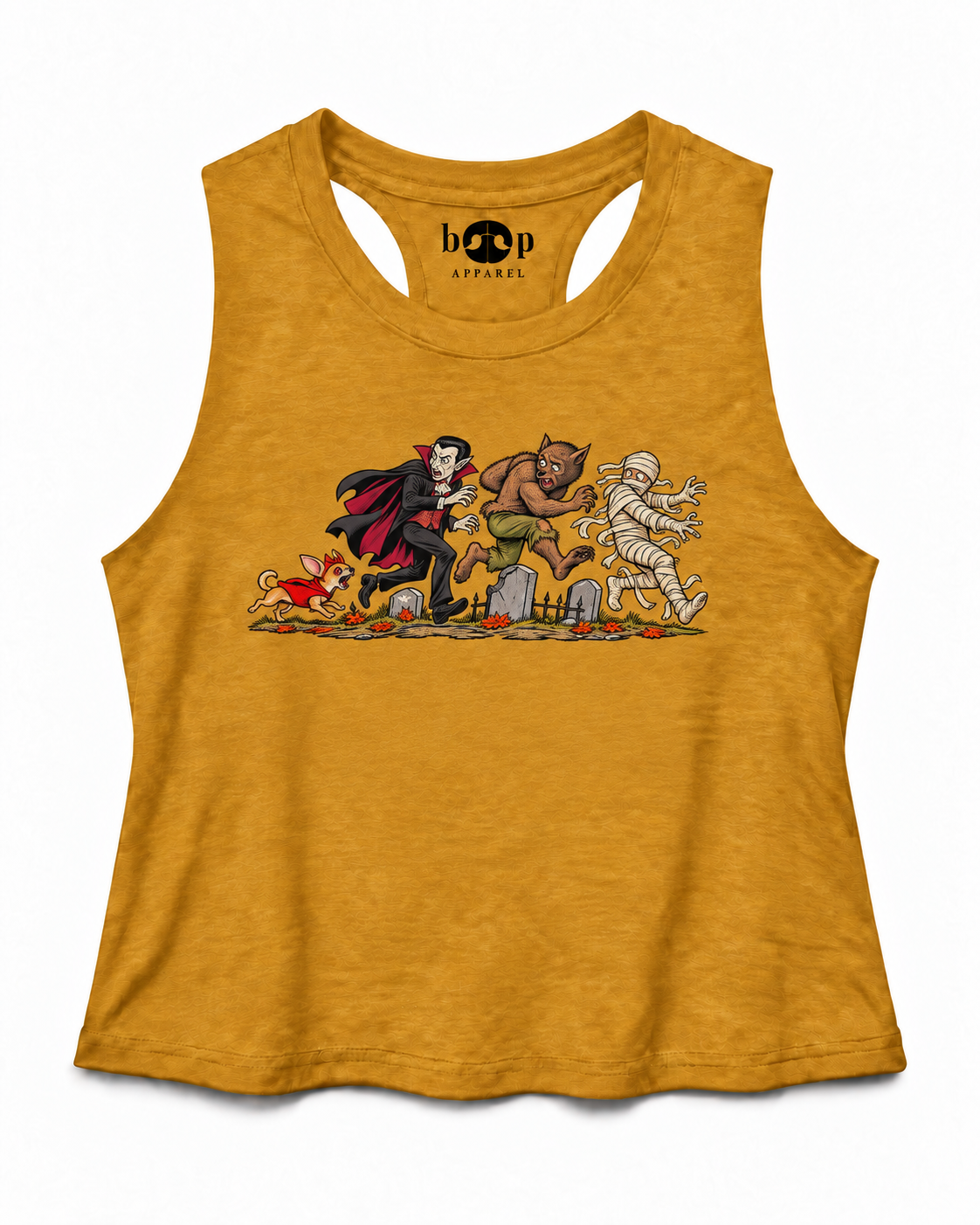 Terror Unleashed crop tank — Heather Mustard