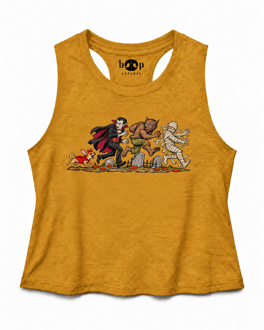 Terror Unleashed crop tank — Heather Mustard
