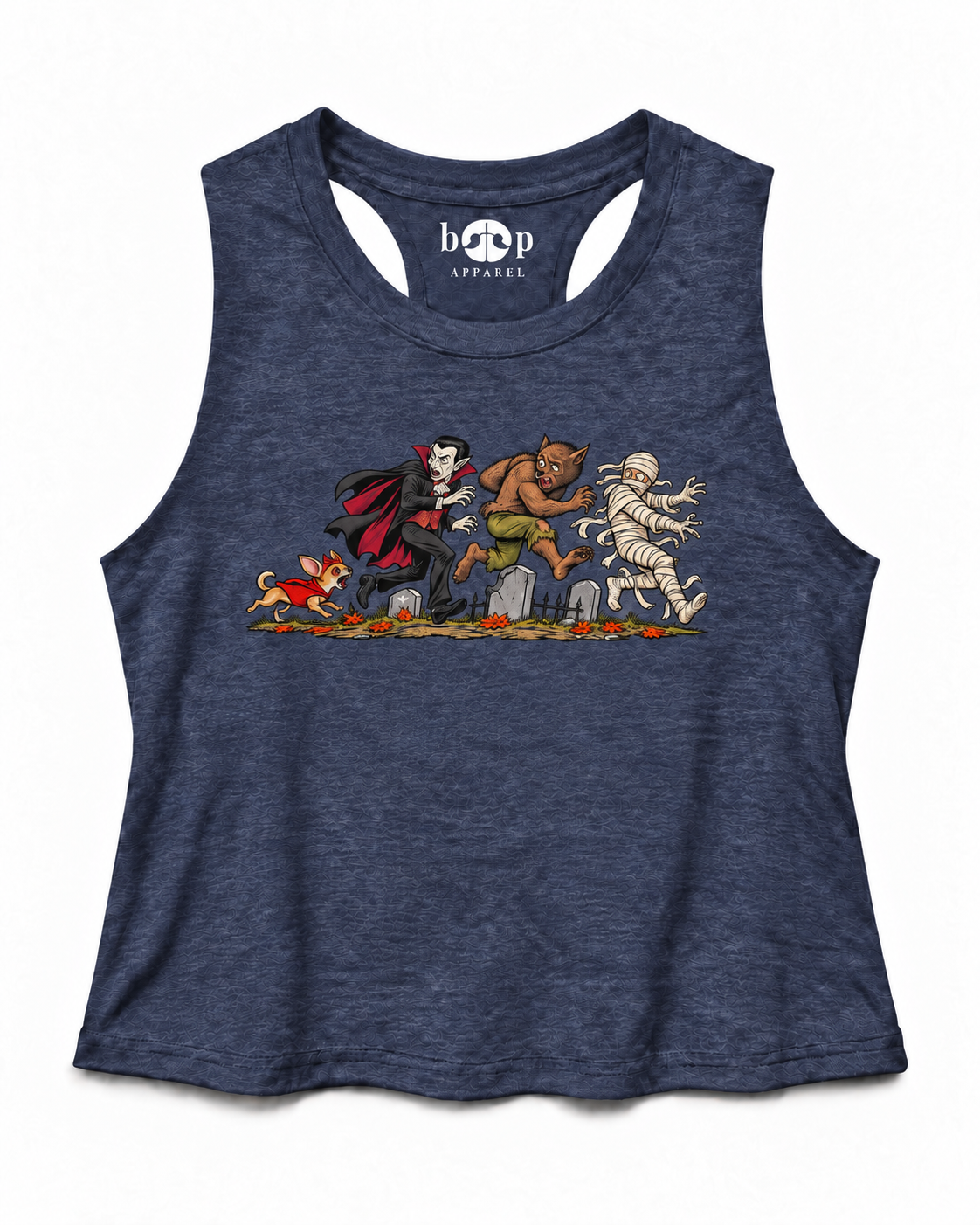 Terror Unleashed crop tank — heather navy