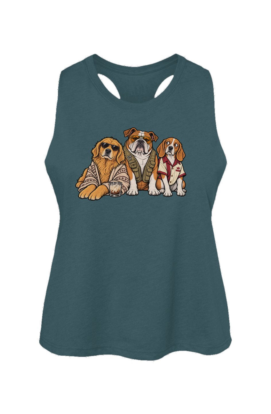The Big Lebowwowski crop tank in Heather Deep Teal