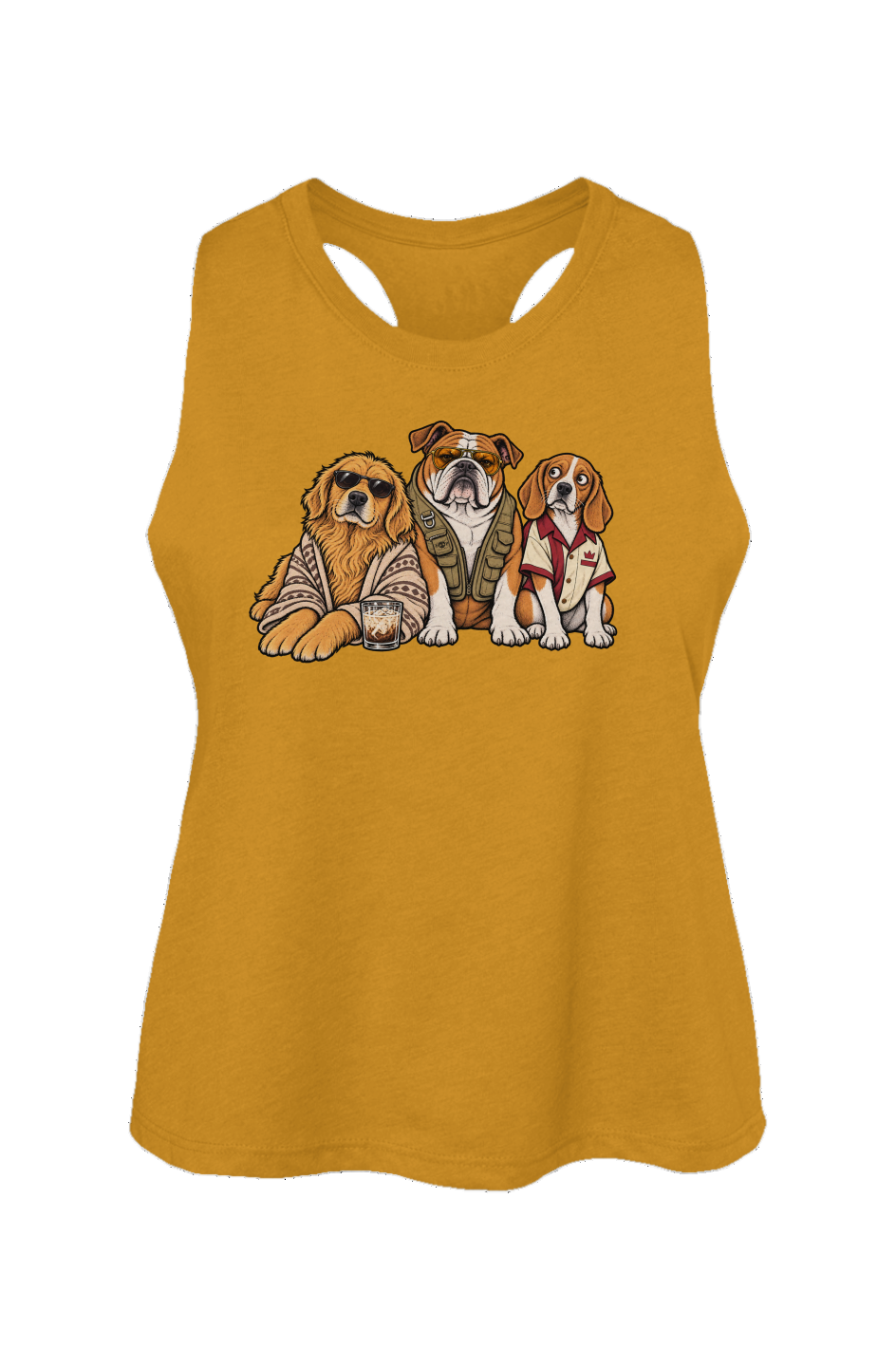 The Big Lebowwowski crop tank in Heather Mustard