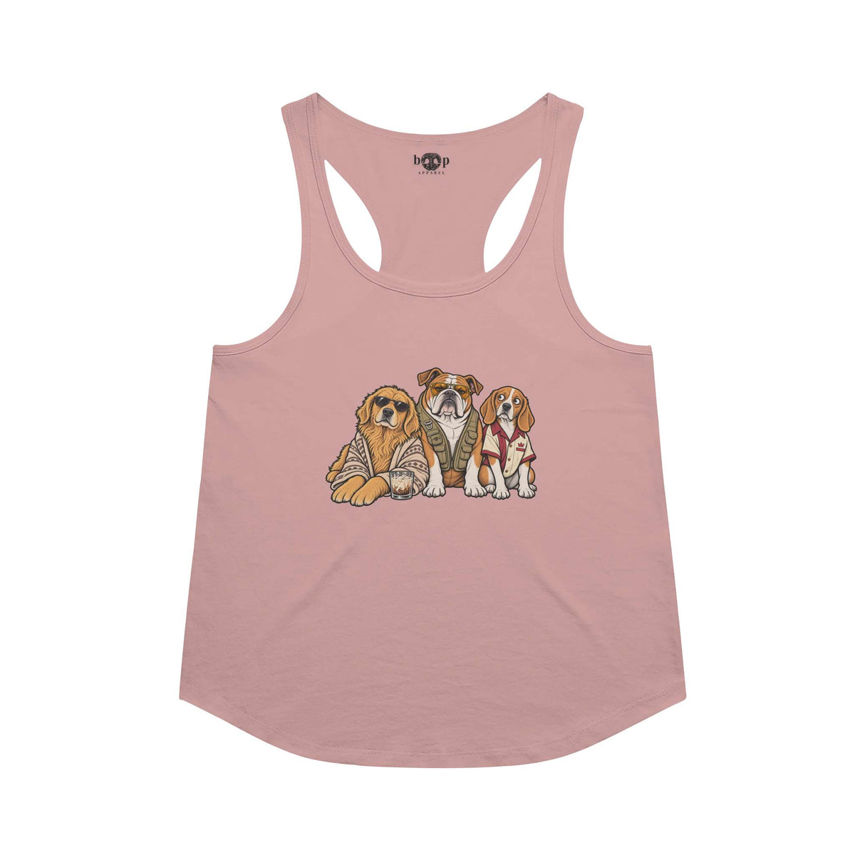 The Big Lebowwowski racerback tank in Desert Pink