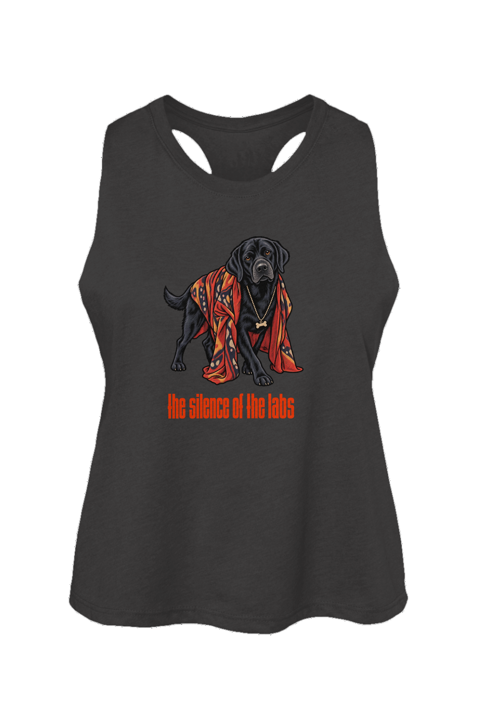 The Silence of the Labs crop tank in Dark Grey Heather