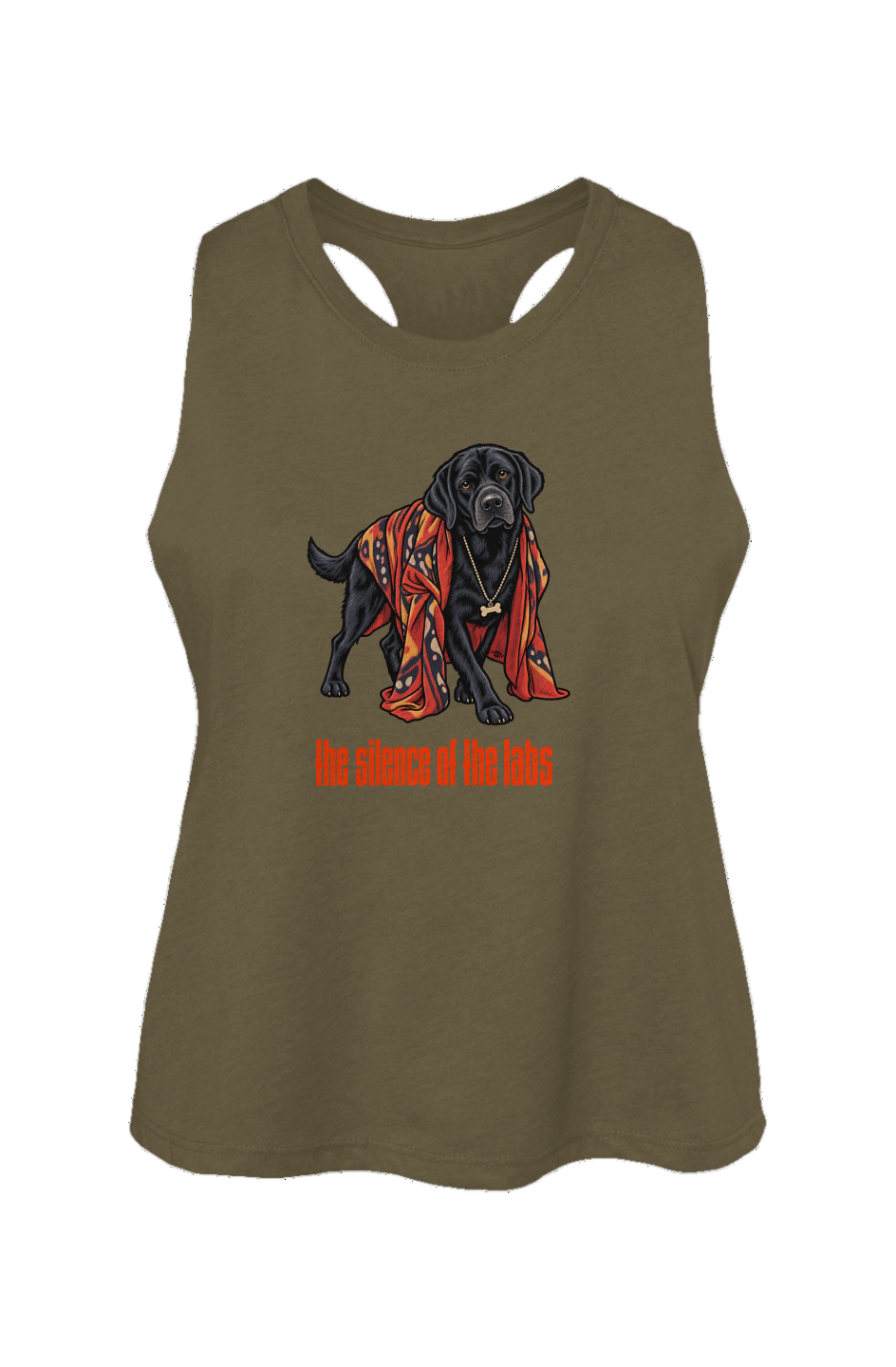 The Silence of the Labs crop tank in Heather Olive