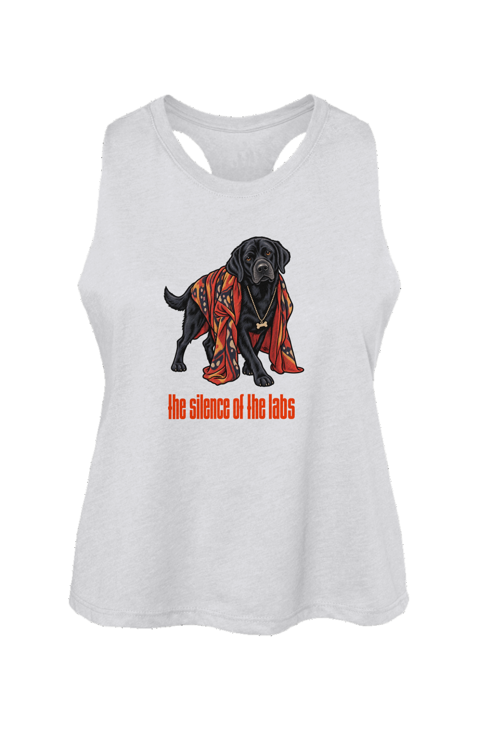 The Silence of the Labs crop tank in Solid White Blend