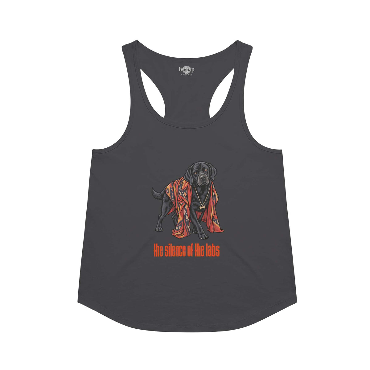 The Silence of the Labs racerback tank in Vintage Black
