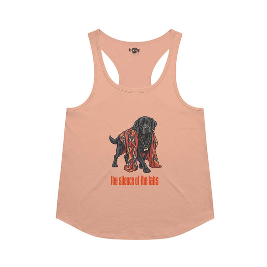 The Silence of the Labs racerback tank in Vintage Light Orange