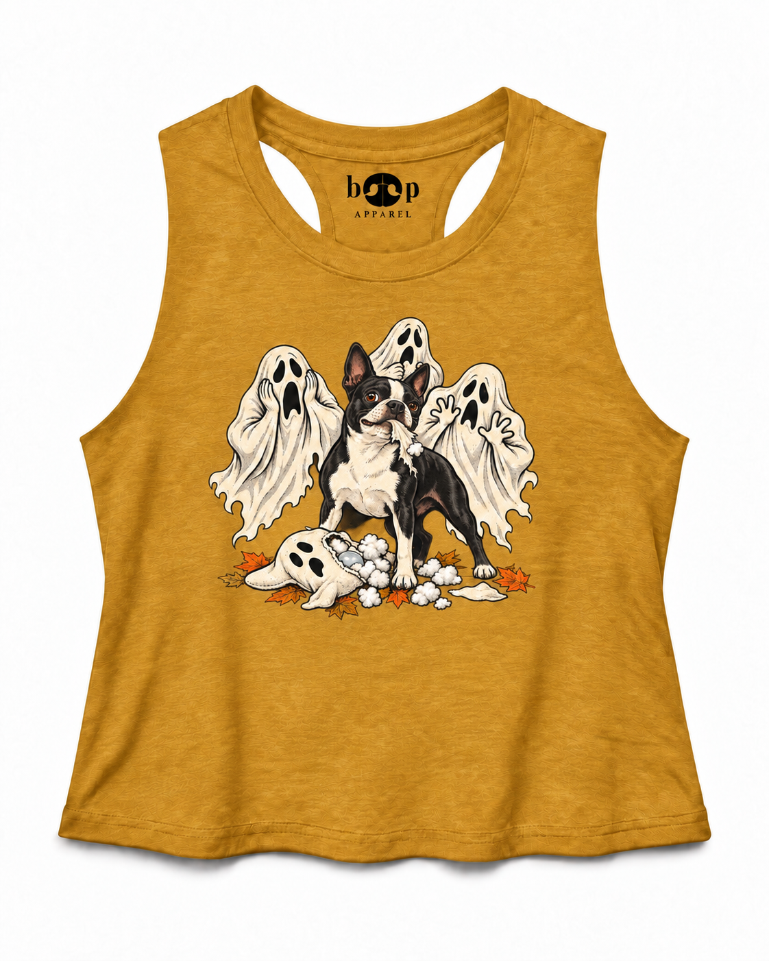 The Squeakening crop tank — Heather Mustard