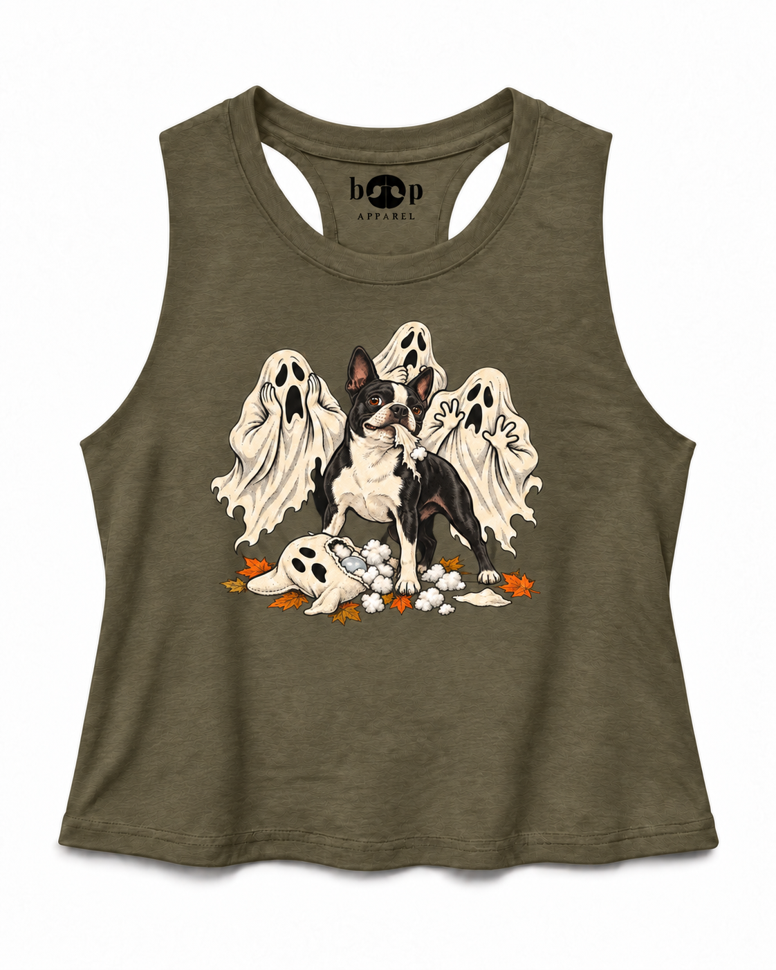 The Squeakening crop tank — Heather Olive