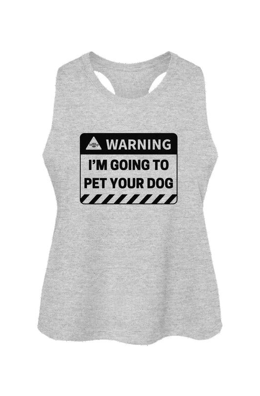 Warning: I'm Going to Pet Your Dog crop tank in Athletic Heather