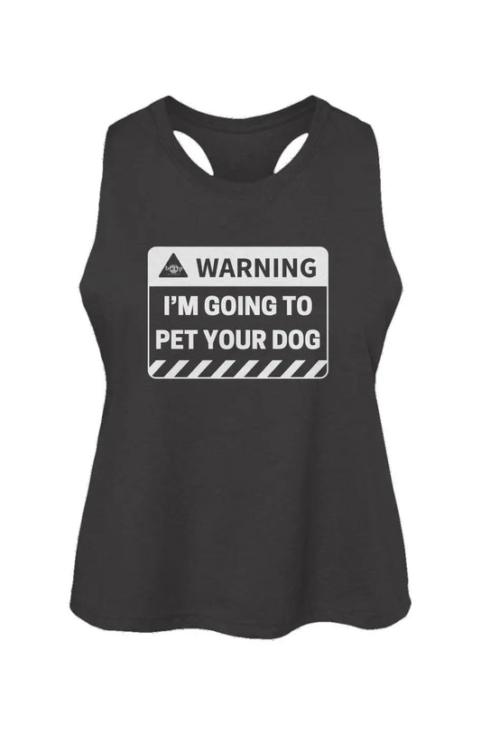 Warning: I'm Going to Pet Your Dog crop tank in Dark Grey Heather