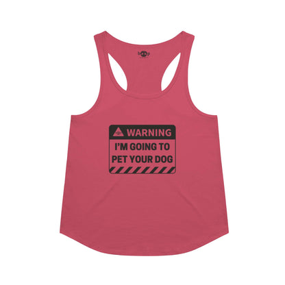 Warning: I'm Going to Pet Your Dog racerback tank in Vintage Red