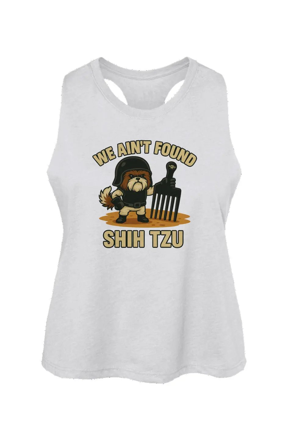 We Ain't Found Shih Tzu crop tank in Solid White Blend