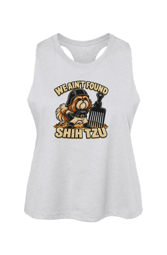 We Ain't Found Shih Tzu crop tank in Solid White Blend