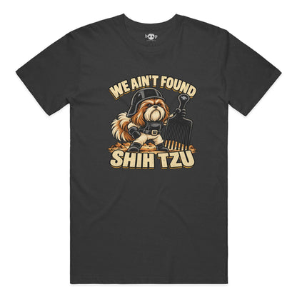 We Ain't Found Shih Tzu performance t in Charcoal Black Triblend