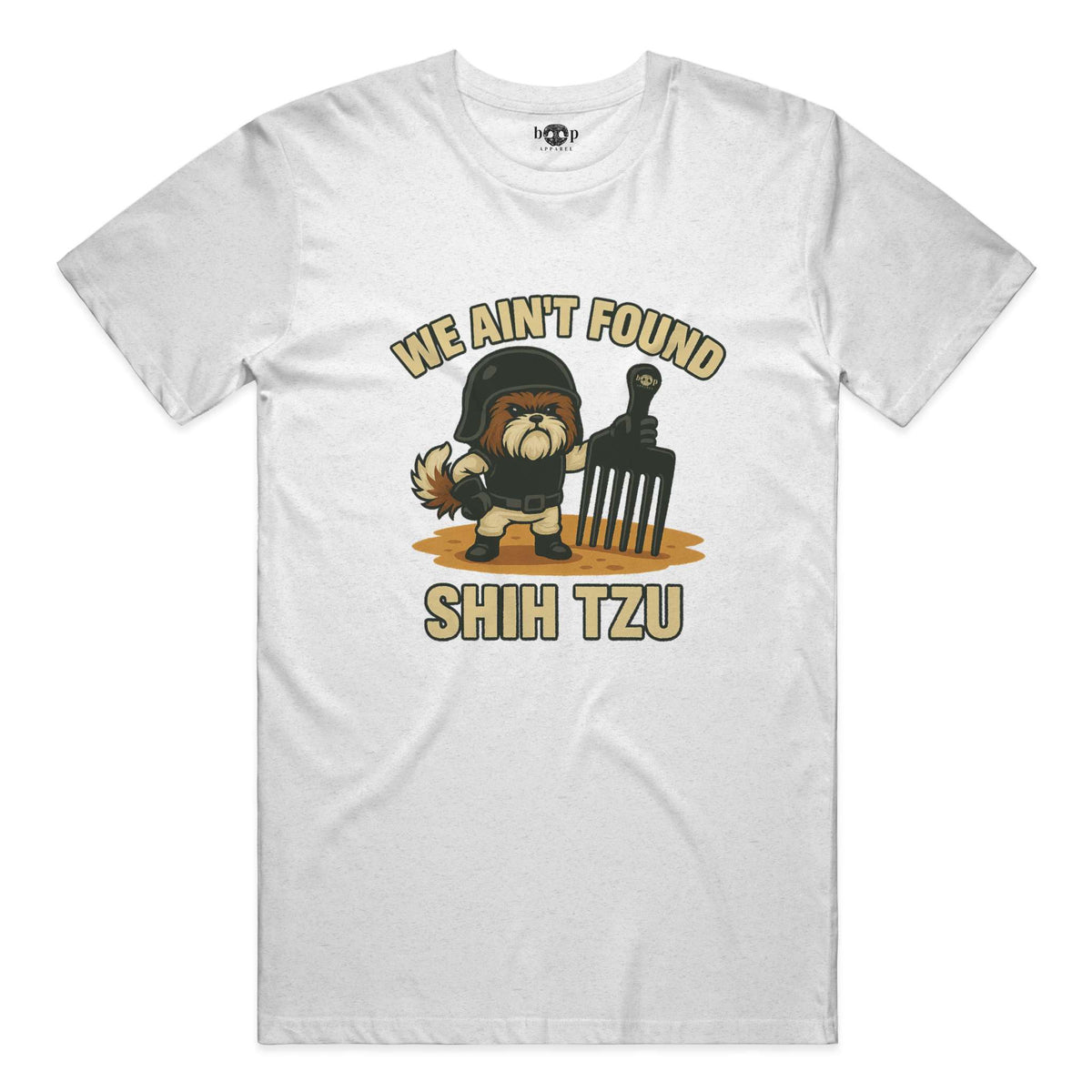 We Ain't Found Shih Tzu performance t in solid white triblend