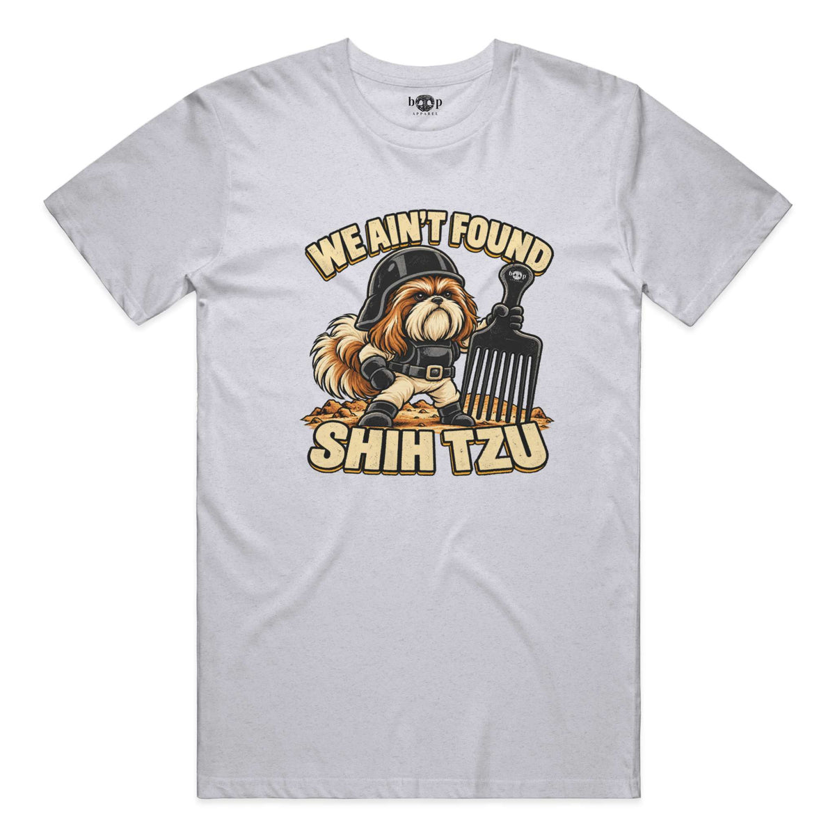 We Ain't Found Shih Tzu performance t in White Fleck Triblend