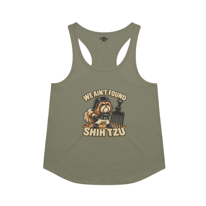 We Ain't Found Shih Tzu racerback tank in Military Green