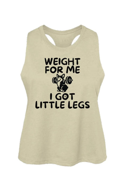 Weight for Me I Got Little Legs crop tank in Heather French Vanilla