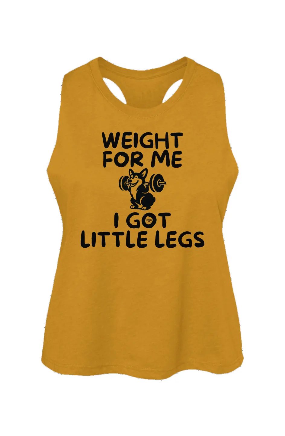 Weight for Me I Got Little Legs crop tank in Heather Mustard