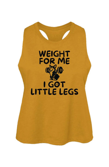 Weight for Me I Got Little Legs crop tank in Heather Mustard
