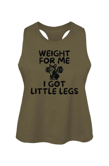 Weight for Me I Got Little Legs crop tank in Heather Olive