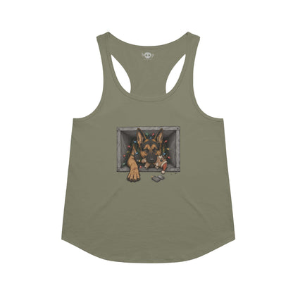 Yippie K-9 racerback tank in military green
