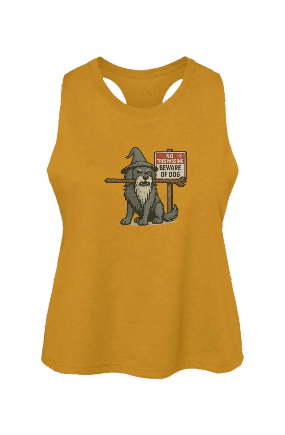 You Shall Not Pass crop tank in Heather Mustard