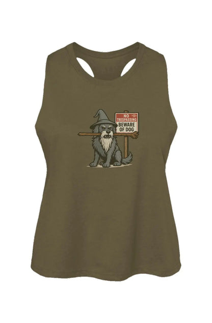 You Shall Not Pass crop tank in Heather Olive