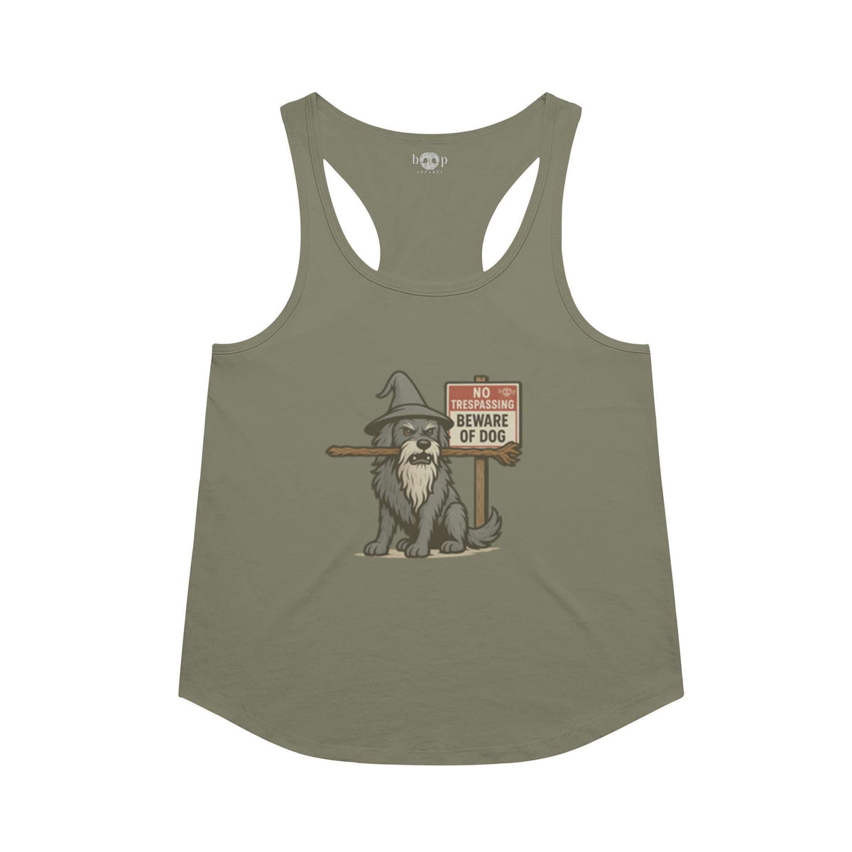You Shall Not Pass racerback tank in military green