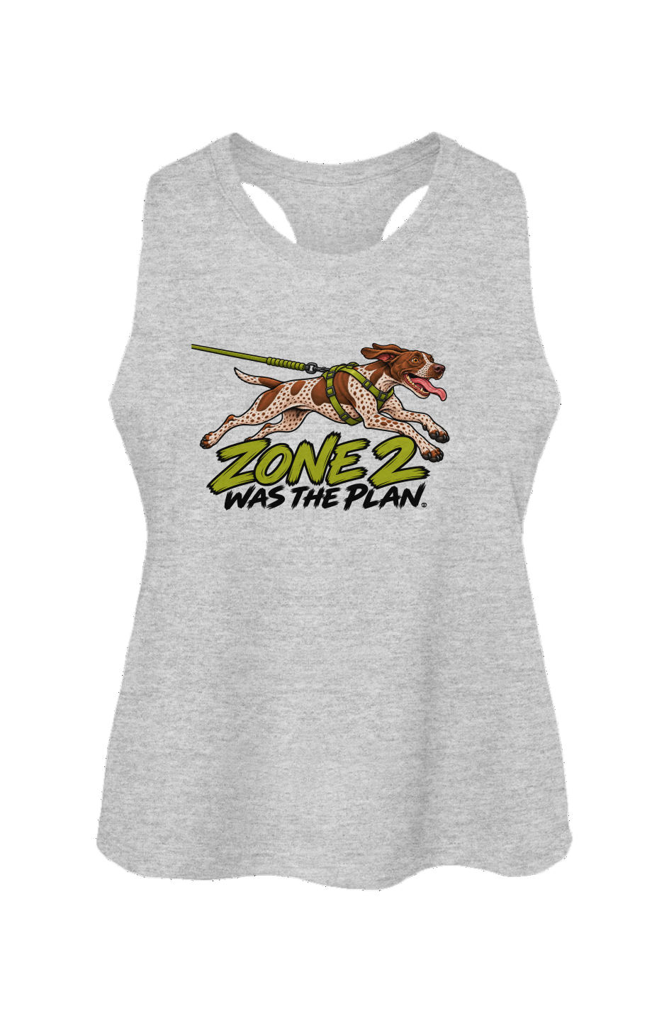 Zone 2 Was the Plan crop tank in Athletic Heather