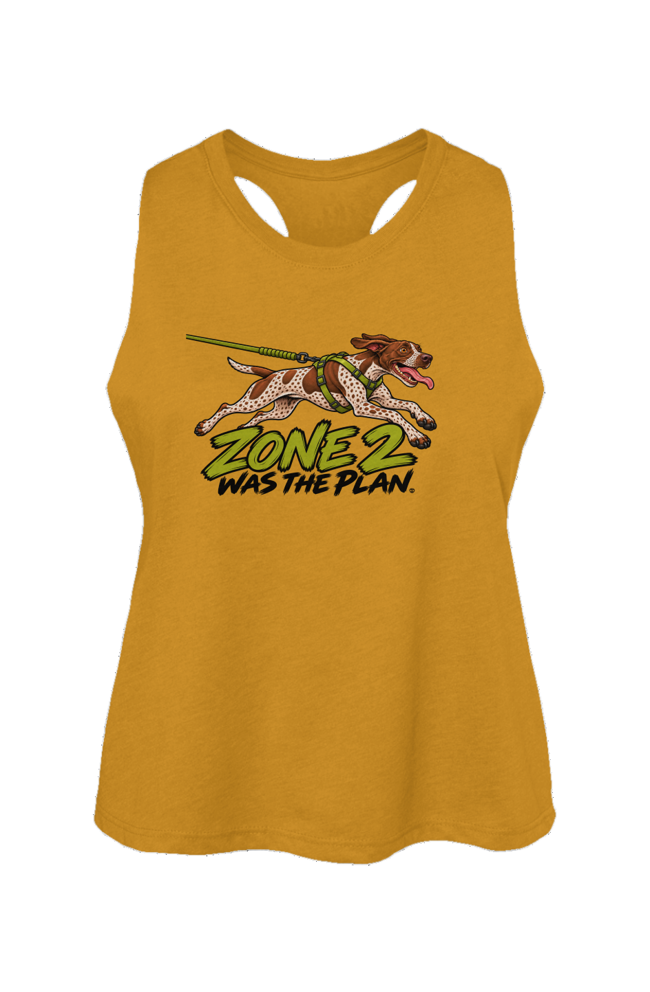Zone 2 Was the Plan crop tank in Heather Mustard