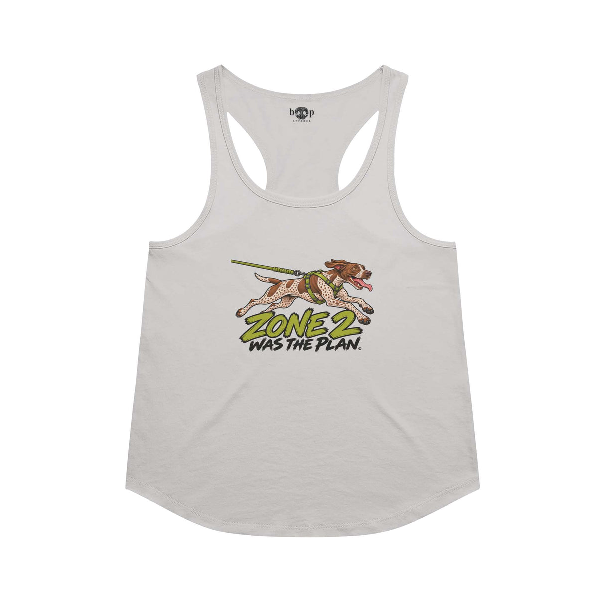 Zone 2 Was the Plan racerback tank in Heather White